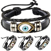 PU Leather Cord Bracelets with Resin & Zinc Alloy handmade fashion jewelry & for woman Length 18 cm Sold By Set