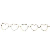 Nehrđajući čelik nakit lanac, 304 nehrđajućeg čelika, Srce, možete DIY & šupalj, izvorna boja, 9x10x1mm, Prodano By m