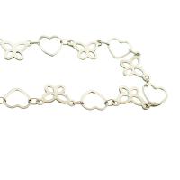 Nehrđajući čelik nakit lanac, 304 nehrđajućeg čelika, Srce, možete DIY & šupalj, izvorna boja, 9x10x0.50mm, Prodano By m