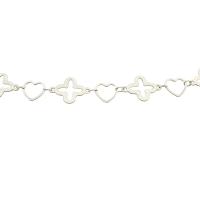 Nehrđajući čelik nakit lanac, 304 nehrđajućeg čelika, Srce i križ, možete DIY & šupalj, izvorna boja, 13x17x1mm, Prodano By m