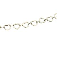 Acier inoxydable chaîne de bijoux, Acier inoxydable 304, coeur, DIY & creux, couleur originale, 5x6.50x0.50mm, Vendu par m
