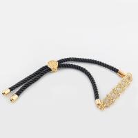 Brass Bracelet & Bangle, with Nylon Cord, high quality gold color plated, Length Adjustable & fashion jewelry & micro pave cubic zirconia, nickel, lead & cadmium free, 8x39x2mm, Length:Approx 12.1 cm, Sold By PC