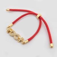 Brass Bracelet & Bangle with Nylon Cord high quality gold color plated Length Adjustable & fashion jewelry & micro pave cubic zirconia nickel lead & cadmium free Length Approx 12 cm Sold By PC