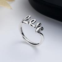 925 Sterling Silver Finger Rings, Alphabet Letter, Antique finish, fashion jewelry & for woman, nickel, lead & cadmium free, 10mm, Sold By PC
