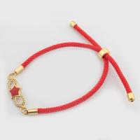 Brass Bracelet & Bangle with Nylon Cord high quality gold color plated Length Adjustable & fashion jewelry & micro pave cubic zirconia nickel lead & cadmium free Length Approx 11.5 cm Sold By PC