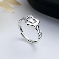 925 Sterling Silver Finger Rings Heart Antique finish fashion jewelry & for woman nickel lead & cadmium free 9mm Sold By PC