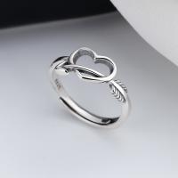 Sterling Silver Jewelry Finger Ring, 925 sterline d'argento, Cuore, gioielli di moda & per la donna & cavo, assenza di nichel,piombo&cadmio, 8mm, Venduto da PC