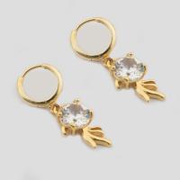Brass Leverback Earring high quality gold color plated fashion jewelry & micro pave cubic zirconia & for woman nickel lead & cadmium free Sold By Pair