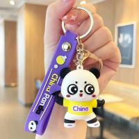 Tibetan Style Key Clasp, Soft PVC, with Tibetan Style, Panda, multifunctional & Unisex, more colors for choice, 45x56mm, Sold By PC