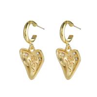 Zinc Alloy Drop Earrings Heart KC gold color plated fashion jewelry & for woman & with rhinestone nickel lead & cadmium free Sold By Pair