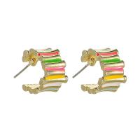 Tibetan Style Stud Earring, KC gold color plated, fashion jewelry & for woman & enamel, nickel, lead & cadmium free, 15x10mm, Sold By Pair