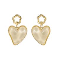 Zinc Alloy Drop Earrings with Resin Heart KC gold color plated fashion jewelry & for woman golden nickel lead & cadmium free Sold By Pair