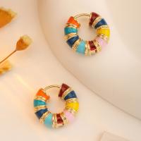 Brass Leverback Earring plated fashion jewelry & for woman & enamel multi-colored nickel lead & cadmium free Sold By Pair