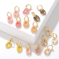 Brass Huggie Hoop Earring fashion jewelry & for woman & enamel nickel lead & cadmium free Sold By Pair