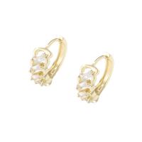 Cubic Zirconia Micro Pave Brass Earring, fashion jewelry & micro pave cubic zirconia & for woman, golden, nickel, lead & cadmium free, 14x16mm, Sold By Pair