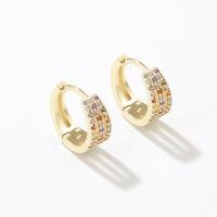 Cubic Zirconia Micro Pave Brass Earring, fashion jewelry & micro pave cubic zirconia & for woman, golden, nickel, lead & cadmium free, 12x13mm, Sold By Pair
