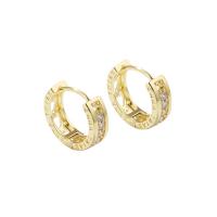 Cubic Zirconia Micro Pave Brass Earring fashion jewelry & micro pave cubic zirconia & for woman golden nickel lead & cadmium free 16mm Sold By Pair