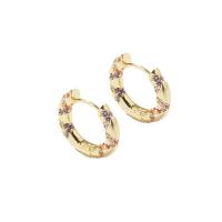 Cubic Zirconia Micro Pave Brass Earring, fashion jewelry & micro pave cubic zirconia & for woman, golden, nickel, lead & cadmium free, 15mm, Sold By Pair