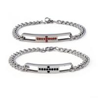 Titanium Steel Bracelet & Bangle fashion jewelry & Unisex & with rhinestone Length Approx 8.07 Inch Approx 6.5 Inch Sold By PC
