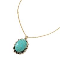 Zinc Alloy Jewelry Necklace with turquoise with 7CM extender chain plated fashion jewelry & for woman green Length Approx 37 cm Sold By PC