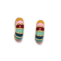 Zinc Alloy Stud Earring gold color plated fashion jewelry & for woman & enamel mixed colors Sold By Pair