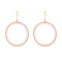 Brass Drop Earring with Plastic Pearl Round plated fashion jewelry & for woman golden nickel lead & cadmium free Sold By Set