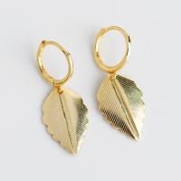 925 Sterling Silver Huggie Hoop Drop Earring Leaf plated for woman Sold By Pair