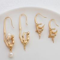 Brass Earring Drop Component, real gold plated, for woman, golden, Sold By Pair