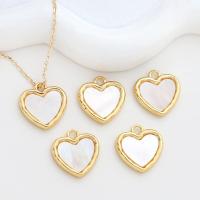 Brass Jewelry Pendants with White Shell Heart real gold plated for woman gold Sold By PC