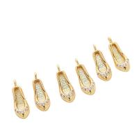 Латунные ювелирные кулоны, Латунь, Обувь, плакированный настоящим золотом, DIY, золотой, 8x5mm, продается PC