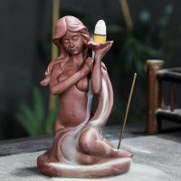 Backflow Incense Burner, Porcelain, handmade, for home and office & durable, 95x90x145mm, Sold By PC