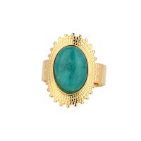 304 Stainless Steel Cuff Finger Ring with Gemstone gold color plated adjustable & for woman Sold By PC