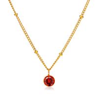 304 Stainless Steel Necklace with 2inch extender chain Round 18K gold plated sideways chain & for woman & with rhinestone 6mm Length Approx 15.7 Inch Sold By PC