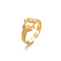304 roestvrij staal Manchet Finger Ring, Vis, verstelbaar & voor vrouw & hol, meer kleuren voor de keuze, Maat:7, Verkocht door PC