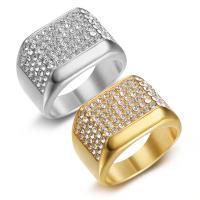 Titanium Čelik Finger Ring, različite veličine za izbor & za čovjeka & s Rhinestone, više boja za izbor, 16mm, Veličina:7-13, Prodano By PC
