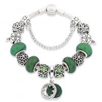 European Bracelet Brass fashion jewelry & Unisex & with rhinestone green nickel lead & cadmium free Sold By PC