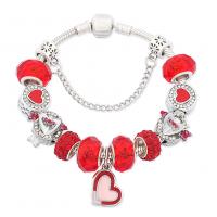 European Bracelet Brass with Crystal fashion jewelry & Unisex & enamel red nickel lead & cadmium free Sold By PC