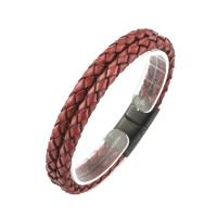 PU Leather Cord Bracelets, with Magnet & 316L Stainless Steel, handmade, fashion jewelry & Unisex & different size for choice, red, Sold By PC
