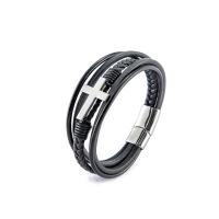 PU Leather Cord Bracelets, with 316L Stainless Steel, handmade, fashion jewelry & multilayer & Unisex, more colors for choice, Length:21 cm, Sold By PC