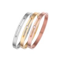 Titanium Steel Bracelet & Bangle Donut Vacuum Ion Plating fashion jewelry & polished & for woman & with cubic zirconia Inner Approx 58mm Sold By PC