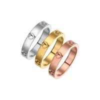 Titanium Steel Finger Ring, Round, Vacuum Ion Plating, fashion jewelry & polished & different size for choice & for woman & with cubic zirconia, more colors for choice, Sold By PC