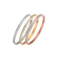 Titanium Steel Bracelet & Bangle Vacuum Ion Plating fashion jewelry & polished & micro pave cubic zirconia & for woman 55*4mm Sold By PC