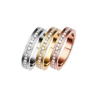 Titanium Steel Finger Ring Vacuum Ion Plating fashion jewelry & polished & micro pave cubic zirconia & for woman Sold By PC