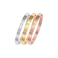 Titanium Steel Bracelet & Bangle, Vacuum Ion Plating, fashion jewelry & polished & for woman & with cubic zirconia, more colors for choice, 58*6mm, Sold By PC