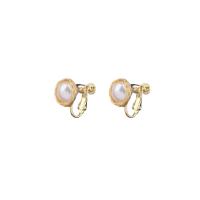 Brass Earring Clip, with Freshwater Pearl, gold color plated, fashion jewelry & for woman, two different colored, 12x20mm, Sold By Pair