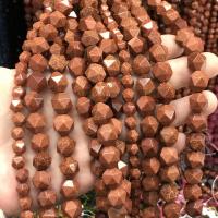 Goldstein Perlen, Goldsand, poliert, DIY & verschiedene Größen vorhanden & facettierte, rot, verkauft per ca. 38 cm Strang