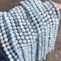 Perles bijoux en pierres gemmes, aigue-marine, Rond, poli, DIY & normes différentes pour le choix, bleu de mer, Vendu par Environ 38 cm brin