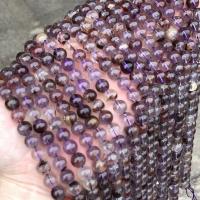 Natürlicher Quarz Perlen Schmuck, Lila+Phantom+Quarz, rund, poliert, DIY & verschiedene Größen vorhanden, violett, verkauft per ca. 38 cm Strang