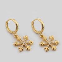 Cubic Zirconia Micro Pave Brass Earring, Snowflake, high quality gold color plated, fashion jewelry & micro pave cubic zirconia & for woman, nickel, lead & cadmium free, 29x13x3mm, Sold By Pair