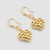 Cubic Zirconia Micro Pave Brass Earring, Heart, high quality gold color plated, fashion jewelry & micro pave cubic zirconia & for woman, nickel, lead & cadmium free, 36x16x3mm, Sold By Pair